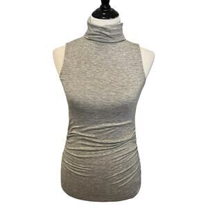 Maxwell & Co Falmouth Cape Cod •XS• Gray Ruched Sleeveless Turtleneck Shirt